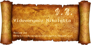 Vidovenyecz Nikoletta névjegykártya